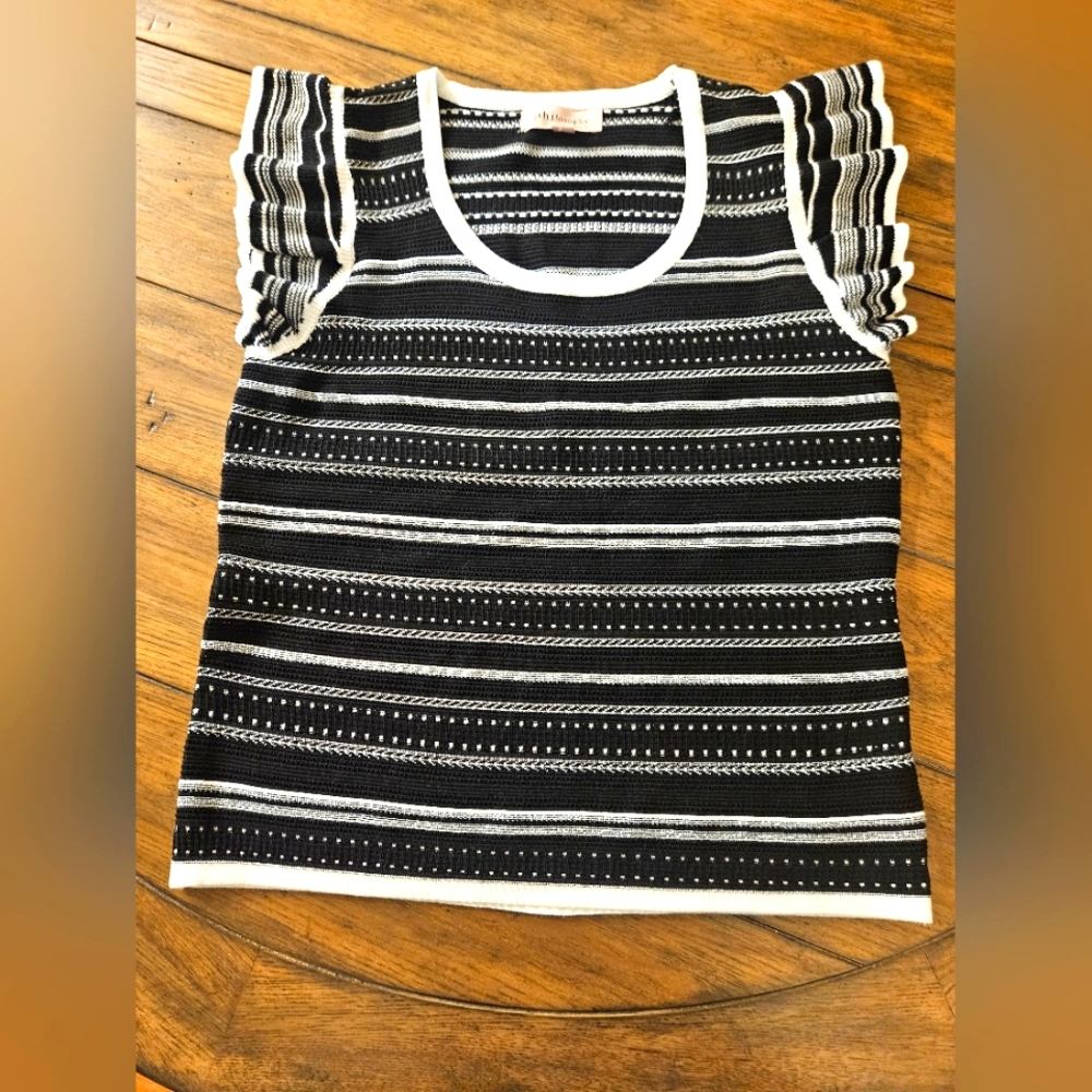 Philosophy Black and White Patterned Top Size Large